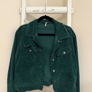 Free People Forest Green Corduroy Jean Jacket